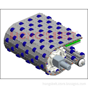 The Food Grade Double Speed of Moduar Belt with Roller (HS-200C)